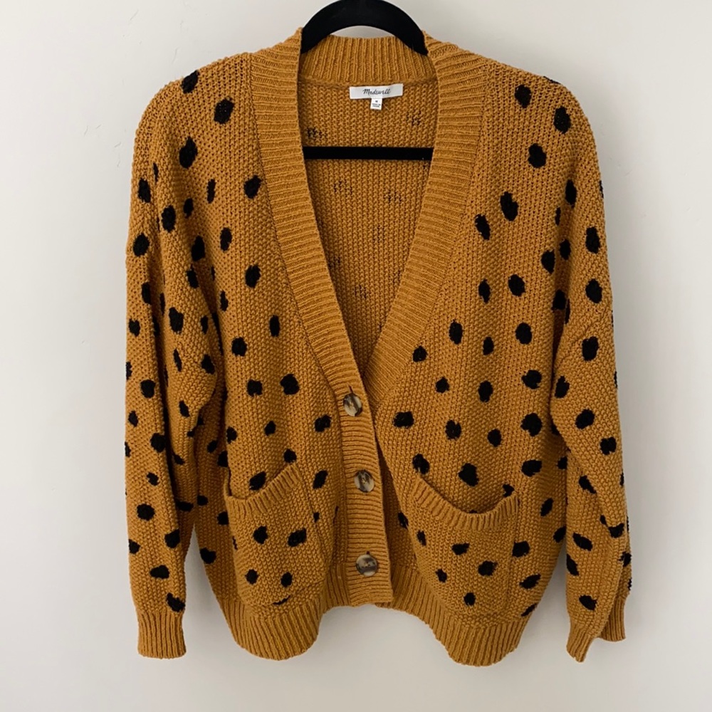 Madewell cropped cardigan polka dot
